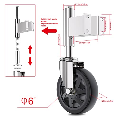 Spring Loaded Gate Casters 6” Heavy Duty Gate Caster Wheels with Hardware 600 Lbs Load Capacity - style: 6 Inch