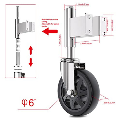 Spring Loaded Gate Casters 6” Heavy Duty Gate Caster Wheels with Hardware 600 Lbs Load Capacity - style: 6 Inch