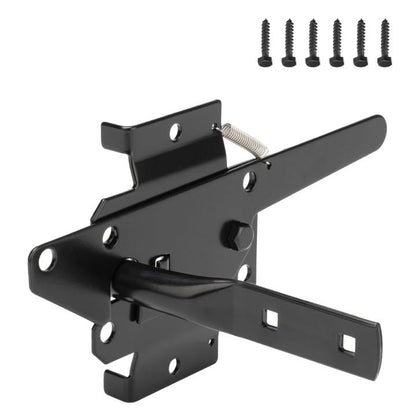 Post Mount Heavy Duty Self Locking Gate Latch for Wooden Fence, Automatic Gravity Lever Spring Fence Latches Gate Lock Gate Hardware for Outdoor/Garden/Vinyl/Wood Fence/Metal Gate,Black Finish