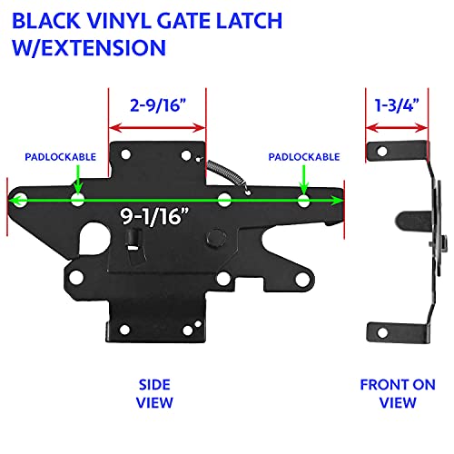 Vinyl Fence Gate Single Gate Hardware Kit Black(for Vinyl, PVC etc Fencing) Fence Gate Kit Includes Gate Hinges w/Mounting Hardware & Gate Latch - has 2 Hinges & 1 Latch - CASE Qty 6 - size: Black - Case - 6 Count