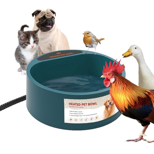 Dog Heated Water Bowl for Outdoor No Freeze Water Bowl Pet Water Heater with Chew Resistant Cord, 2.2L - color: Green