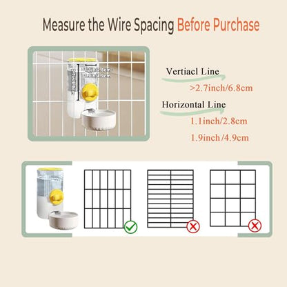 34oz Hanging Gravity Auto-Refill Water Bowl for Small Animal Cage | Visible Water Level, Keeps Floor Space Clear, Secure Cage-Mounted Placement, Detachable for Routine Cleaning - color: Yellow