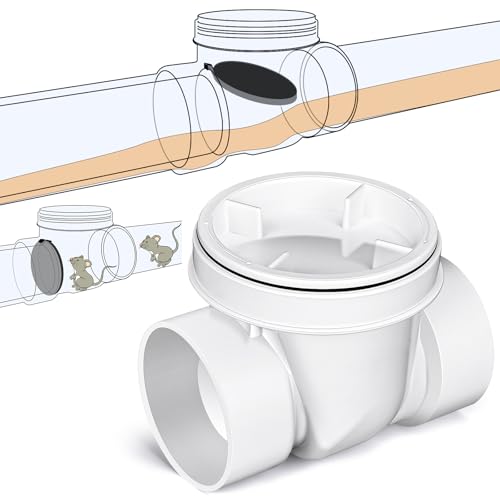 Tondiamo 4 Inch Backwater Valve Drain Backflow Preventer Valve Prevent Sewage and Rainwater from Flowing Back(White PVC) - color: White PVC, size: 4 Inch