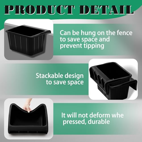 Maxdot 2 Pcs 17 Quart Rubber Horse Hook Feeders Over Hanging Fence Feeder Heavy Duty Mountable Rubber Feed Bucket for Farm Stalls Pasture, Stable to Feed Horses Sheep Cattle Cows Etc