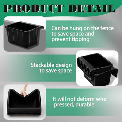 Maxdot 2 Pcs 17 Quart Rubber Horse Hook Feeders Over Hanging Fence Feeder Heavy Duty Mountable Rubber Feed Bucket for Farm Stalls Pasture, Stable to Feed Horses Sheep Cattle Cows Etc