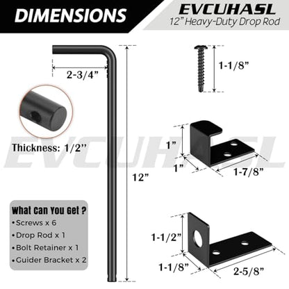 12" Cane Bolt Gate Drop Rod Heavy Duty Stopper Hardware, Gate Ground Latch for Wood Metal Vinyl Gates Doors, Gate Drop Pin for Holding Gate to The Ground, Black Finish-1 Pack - size: 12 Inch