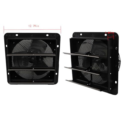 10 inch Shutter Exhaust Fan, Exhaust Fan Wall Mounted with Mesh Screen, Automatic Aluminum Shutter Suitable for Garages Basement Attic - size: 10 Inch
