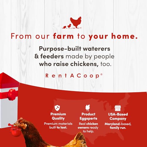 RentACoop 64oz (2 Liter) Automatic Drinker - BPA-Free Poultry Waterer with Auto-Fill Cup and Horizontal Nipple- Suitable for Chicks, Quail, Pigeons, Doves, and Other Smaller Birds