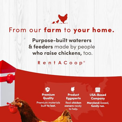 RentACoop 64oz (2 Liter) Automatic Drinker - BPA-Free Poultry Waterer with Auto-Fill Cup and Horizontal Nipple- Suitable for Chicks, Quail, Pigeons, Doves, and Other Smaller Birds