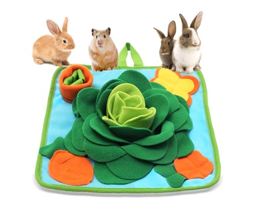 Rabbit Foraging Mat Snuffle Mat for Small Animals Bunny Puzzle Toys Pets Interactive Feeding Mat for Guinea Pigs Hedgehog Chinchilla Puppies (Green) - color: Green