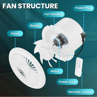 HG Power 6 Inch Bathroom Exhaust Fan One-Way Ventilation Fan with Backdraft Damper & Remote Control, 4-Speed 2100 RPM 182 CFM Low Noise Vent Fan for Kitchen, Toilet, Wall and Ceiling Mount