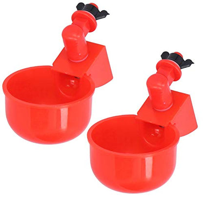 Zerodis Poultry Breeding Supplies Water Cup Red Plastic Drinking Bowl with Leak Proof Design for Poultry Bird 2pcs Automatic Chicken