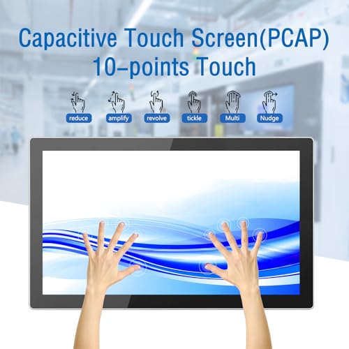 GreenTouch 13.3 Inch Industrial Embedded Capacitive Touchscreen Monitor, Open Frame Multi-Touch Screen Industrial Front IP65 Monitor - HDMI+VGA+DVI - 1920 * 1080 Resolution - size: 13.3 IN