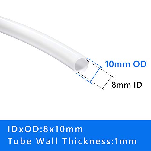 Quickun PTFE Teflon Tubing Tube, 8mm ID x 10mm OD Teflon Tube for 3D Printer, 10Ft Length - size: 8mm x 10mm, style: 10Ft Length