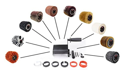 Aidelife Synthetic Fibre Abrasive Brush Drum for Grinding Machine Renovator,for Flat Metal and Wood Surfaces and for Satin Finishing of Unpainted Metals Ø120x100, Wire Drawing Machine attachment - style: for Grinding Machine