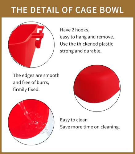 10 Pcs 25 fl.oz Durable Pet Feeder Bowls for Bird, Hamster, Rabbit, Chicken, Cat, Dog - size: Red 25 OZ Pack of 10