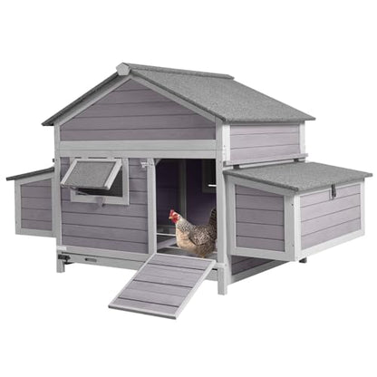 Aivituvin Chicken Coop Outdoor Poultry Cage with Two Nesting Boxes Expandable Wooden Hen House 14.4ft² for 2-4 Chickens - size: 64.6"L x 36.8"W x 40.6"H
