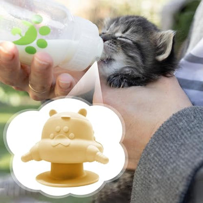 Puppy Feeder with Four Silicone Nursing Bottle Feeding Station Bowl Dispenser Multifunctional and Easy Cleaning Suitable for Breeders Pet, Yellow - color: Yellow