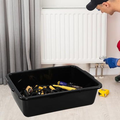 32 Liter Commercial Bus Tubs, 4 Pack Plastic Large Utility Bus Trays, Black