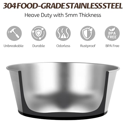Stainless Steel Dog Bowls for Large Dogs, 48oz/6 Cups Non Slip Dog Metal Bowls, 2 Pack Food and Water Pet Bowls Heavy Duty Dishwasher Safe - size: UPGRADED-M-6cup