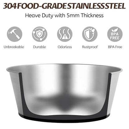Stainless Steel Dog Bowls for Large Dogs, 48oz/6 Cups Non Slip Dog Metal Bowls, 2 Pack Food and Water Pet Bowls Heavy Duty Dishwasher Safe - size: UPGRADED-M-6cup