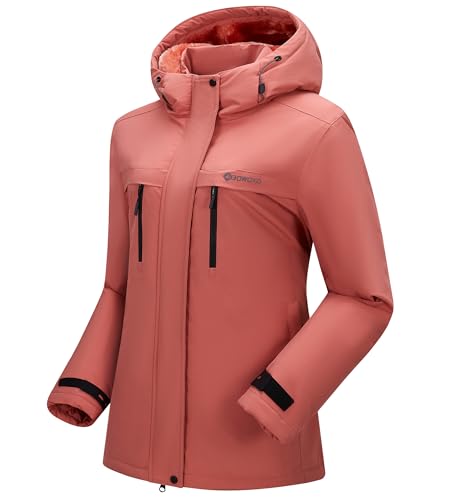 Women's Waterproof Snow Ski Jacket Warm Winter Coat Insulated Snowboarding Jacket Softshell Hiking Jacket - color: W-vermilion, size: Small
