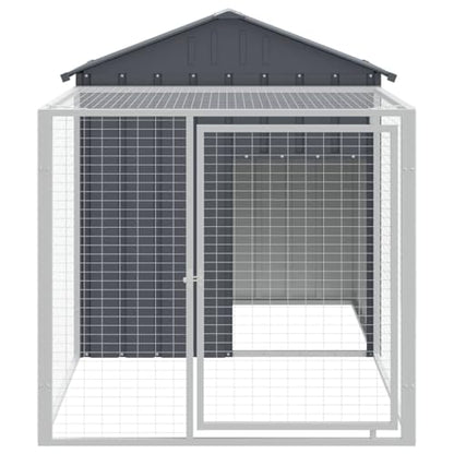 Chicken Coop Anthracite Galvanized Steel 79 x 46 x 48 in Outdoor Poultry Run with Roof Heavy Duty Pet Enclosure for Yard Farm - size: 79.1 x 46.1 x 48.4 in (W x L x H)