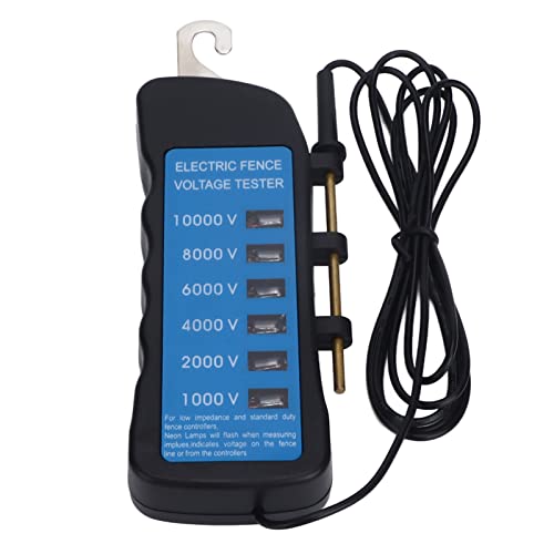 Electric Fence Voltage Tester, 6 Neon Lights Testing Tool Digital Electric Fence Tester LCD Display Grounding Testing 1000-10000V for Farms Fault Finder