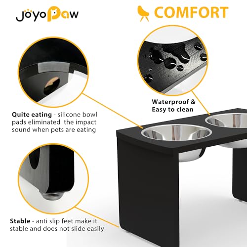 Elevated Dog Bowls, Bamboo Raised Dog Bowl for Large Dogs, with 2 Stainless Steel Bowls (13'' Tall-68oz Bowl, Black) - color: Black, size: X Large: 13'' Tall-68 oz Bowl