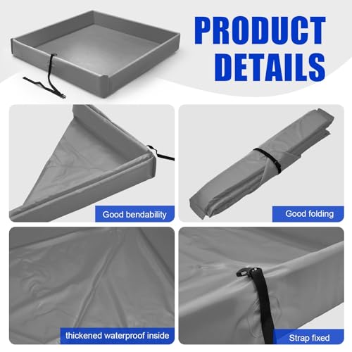 Wettarn Folding Duck Pond 4' x 4' Portable Spill Containment Berm Wall Containment Berm(Gray) - color: Gray, size: 4*4ft