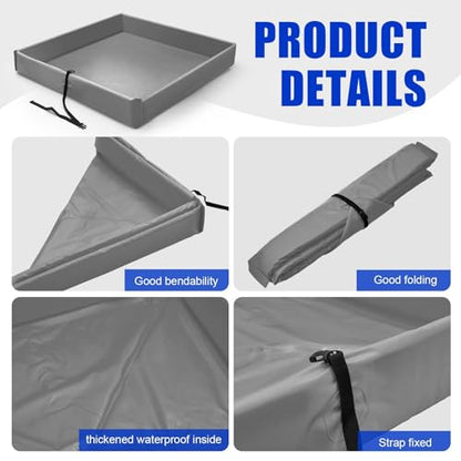 Wettarn Folding Duck Pond 4' x 4' Portable Spill Containment Berm Wall Containment Berm(Gray) - color: Gray, size: 4*4ft