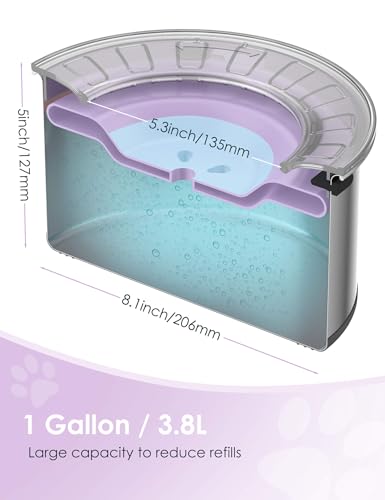 Heouvo 1Gallon Large Dog Water Bowl No Spill, [Anti Digging Lid & Rubber Bottom] Spill Proof Dog Bowl, Anti Splash Mess Dripless Slow Drinking Stainless Steel Water for Sloppy Messy Drinkers Car - color: Purple, size: 3.8L