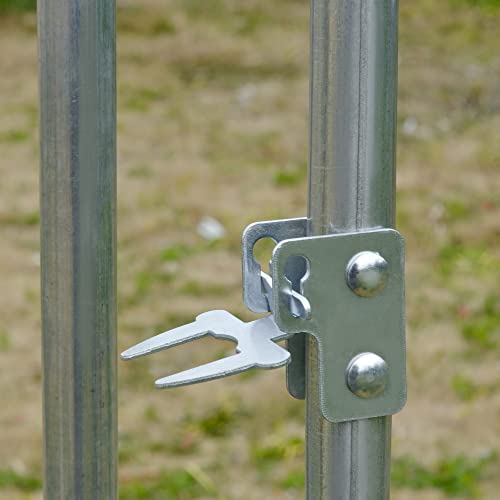PawHut 9.2' x 24.9' x 6.5' Large Chicken Coop Metal Chicken Run with 210D Waterproof and Anti-UV Cover, Dome Shaped Walk in Fence Cage Hen House for Outdoor and Yard Farm Use, 1" Tube Diameter - size: 299.2"L x 110.2"W x 77.6"H
