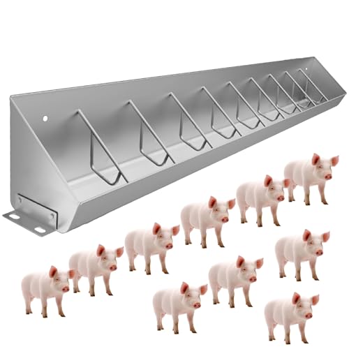 Stainless Steel Livestock Feed Trough with Divider Panel - Durable Hay Feeder & Waterer for Farm & Pasture Use, Ideal for Cattle, Horses, and Goats - size: 6.6ft/2m 10 bit