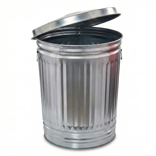 31 Gallon Metal Trash Can, Galvanized Steel Trash Can with Locking Lid – Outdoor & Indoor Heavy-Duty Garbage Can, Rodent & Rust Resistant, Ideal for Yard Waste, Pet Food Storage, and More