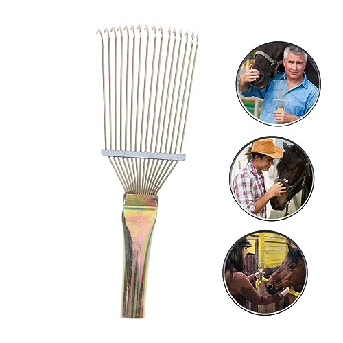 BESPORTBLE Metal Cattle Hair Rake for Horse Grooming Medium Livestock Brush for Shedding and Cleaning Horses Cattle and Donkeys Comfortable Comb with Fine Grinding for Massage
