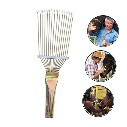 BESPORTBLE Metal Cattle Hair Rake for Horse Grooming Medium Livestock Brush for Shedding and Cleaning Horses Cattle and Donkeys Comfortable Comb with Fine Grinding for Massage