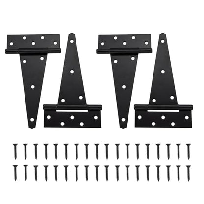 HOME MASTER HARDWARE 10 Inch Heavy Duty Gate Hinges for Wooden Fences, Shed Doors, Outdoor Barns-Black, 4 Pack with Screws - size: 10 in-4 Pack