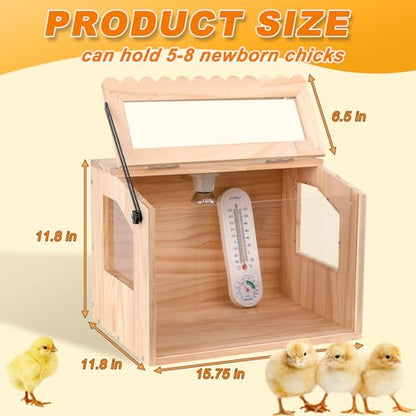 Chick Brooder Box, Brooder Box for Chicks, Pine,Quail Cage, Duck Brooder, Quail Cages, Ideal for Chicks, Ducks, Quails, Hamsters and Lizards,16" L x 12" W x 12" H (Without Washable Mat)