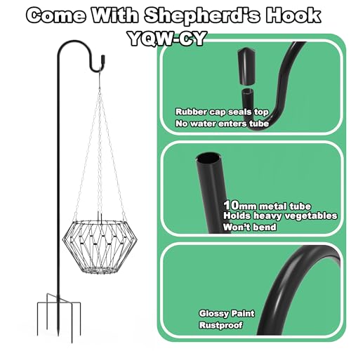 Hanging Chicken Feeder with Shepherd's Hook, Foldable Chicken Vegetable Fruits Feeder, Poultry Feeding Holder Basket with Hanging Chain for Chicken Coop Accessory - style: 1 Pack with Shepherds Hook