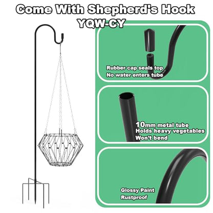 Hanging Chicken Feeder with Shepherd's Hook, Foldable Chicken Vegetable Fruits Feeder, Poultry Feeding Holder Basket with Hanging Chain for Chicken Coop Accessory - style: 1 Pack with Shepherds Hook
