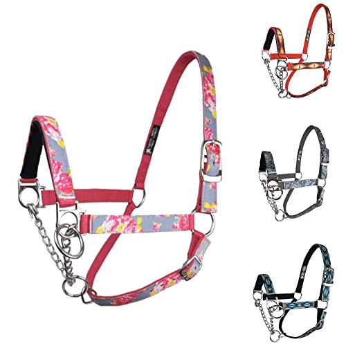 Tahoe Tack Nylon Overlay Cattle Restraint Halter with Padded Noseband - 6 Month Warranty - color: Grey Floral