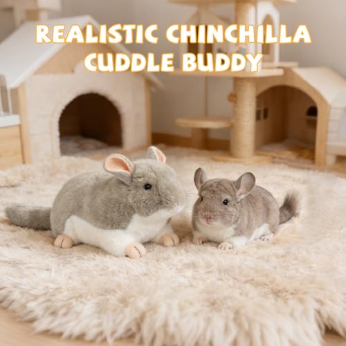 YUEPET Chinchilla Plush Cuddler Toy, Soft Chinchilla Cuddle Buddy, Comfort Anxiety Relief & Stress Reducer Companion for Chinchillas, Guinea Pigs, Hamsters, Ferrets, Hedgehogs, Sugar Gliders