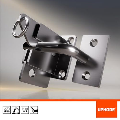 Heavy Duty Self Locking Fence Gate Lock Latch Stainless Steel, Wooden Post Mount Gate Door Latch Matte Silver 1Pack - color: Silvery White