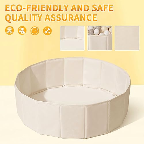 Ball Pit for Toddlers Babies Dogs Cats Iinfant Children, Foldable Ball Pits Play Tent, Crawl Playpen Ball Pool with Storage Bag, Surprise for Boys Girls Festival (Balls Not Included), Beige - color: Beige