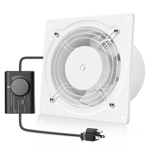 HG Power 6 Inch Exhaust Fan with Speed Controller, 308CFM Wall Exhaust Fanfor Kitchen, Bathroom, Metal Extractor Fan for Pet Room, Smoking Room, Attic, Garage, Window Ventilation - color: White, size: 6 Inch