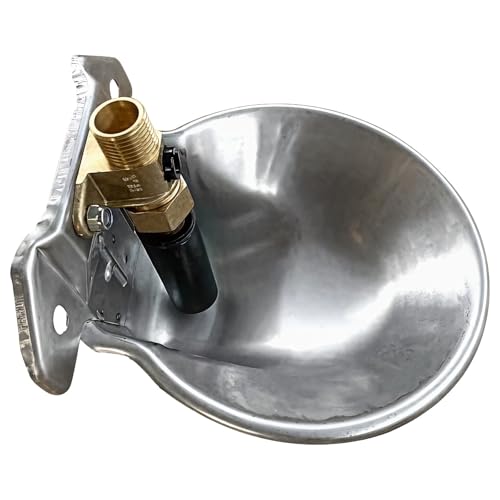 Livestock Brass Valve Waterer, Auto Fill, Stainless Steel Bowl, Farm Use