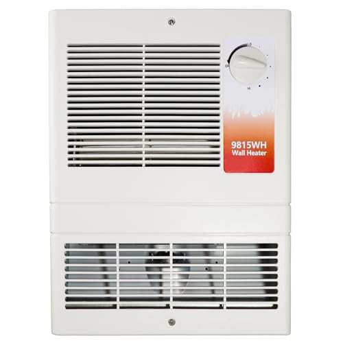 9815WH Large Capacity electric wall heater with Thermostat for Bedroom, Living Rooms, etc., Wall Heater 1500 Watt, 120/240 Volt, White