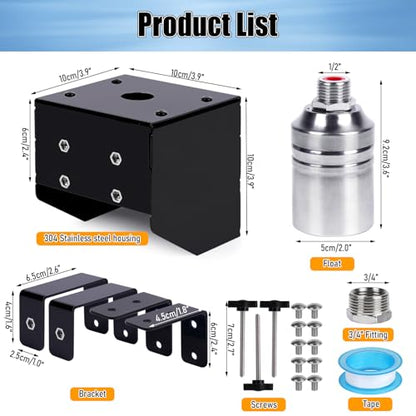 Water Trough Float Valve for Stock Tank, Stock Water Tank Float Valve, Fully Automatic Water Level Control Float Valve for Ponds, Aquariums, Livestock Water Trough, Hydroponics and Reservoir