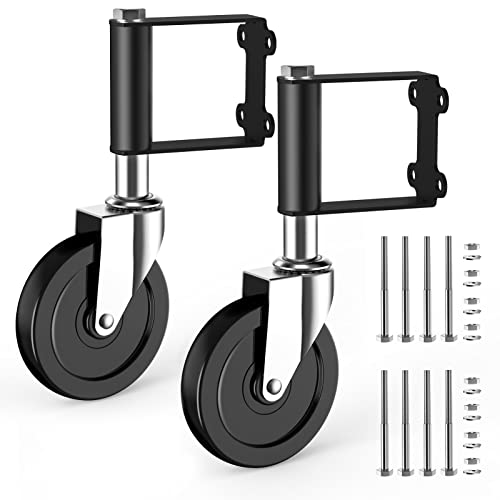 Ronlap Gate Caster Wheels Spring Loaded for Wooden Metal Tube Swing Fence Gates Heavy Duty Outdoor Farm Gate Roller, 250Lbs, Upgraded 5 Inches, 2 Pack - style: Upgraded 5 Inches Without Brake
